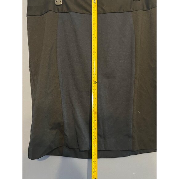 Lane Bryant Mini Skirt Color Block Black & Blue Stretch, Zip Back Size 18 - Picture 2 of 6